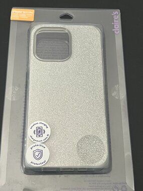 Claire’s iPhone 13/13 Pro Case Silver Glitter Sparkle Aesthetic Cute NWT